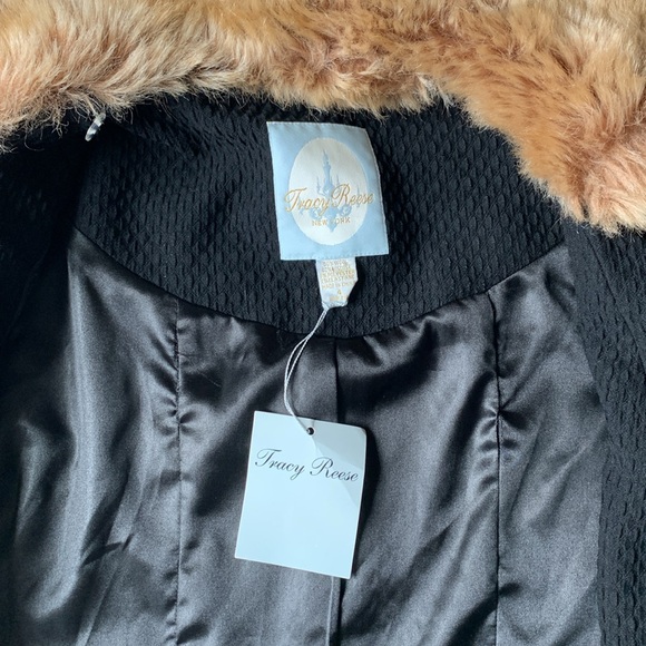 💋🔥NWT Vintage Tracy Reese New York Faux Fur Jacket Top 4 - Picture 8 of 16